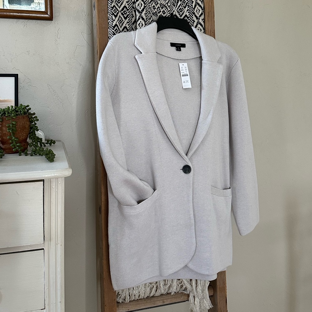 J Crew sweater blazer in Heather Dove. NWT sz S